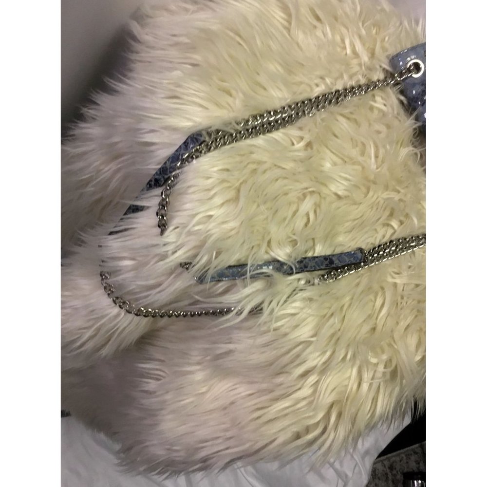 Michael Kors Aquamarine Python Embossed Leather Sloan Studded Shoulder Bag - Picture 11 of 11